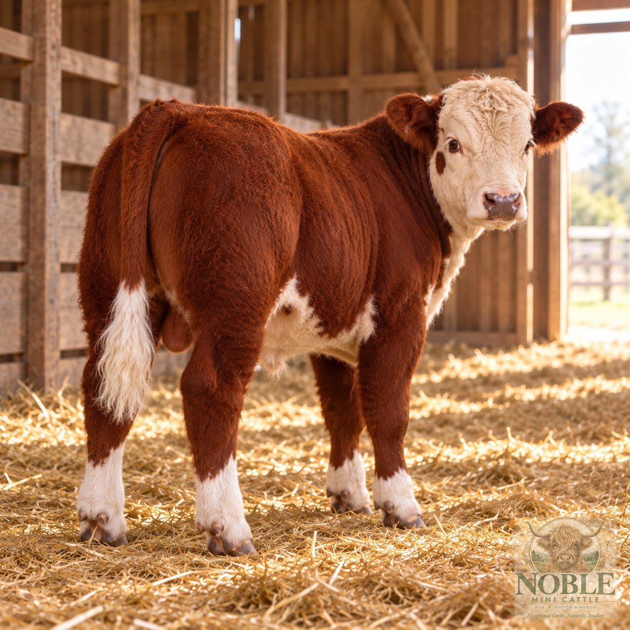 Rear view of Hank, Miniature Hereford