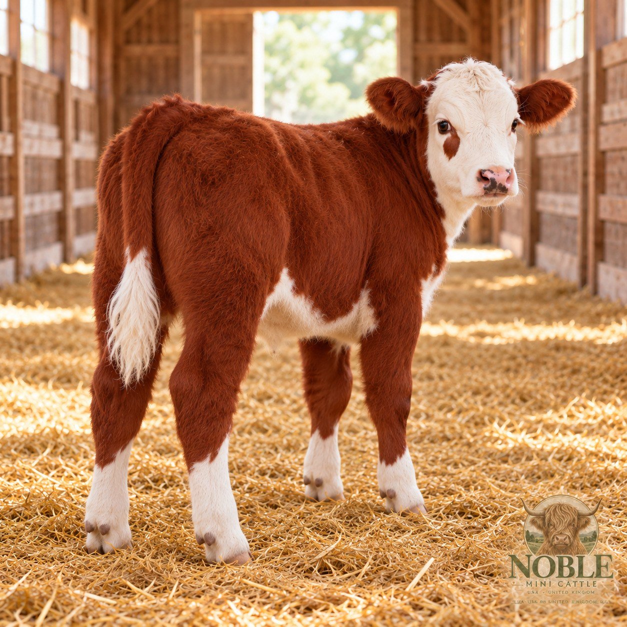 Rear view of Ruby, Miniature Hereford