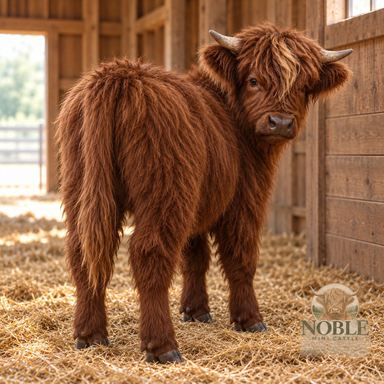 Rear view of Rusty, Miniature Highland